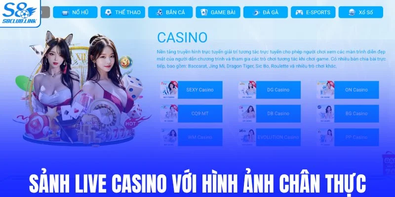 Sảnh live casino với hình ảnh phát sóng chân thực
